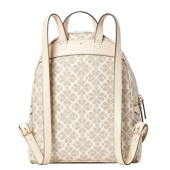New Kate Spade Spade Flower Coated Canvas Medium Backpack Parchment Multi - Picture 2 of 5